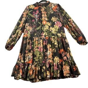 Melonie T Plus Floral Midi Dress Size 16 Fairycore Sheer Lined Witchy Garden